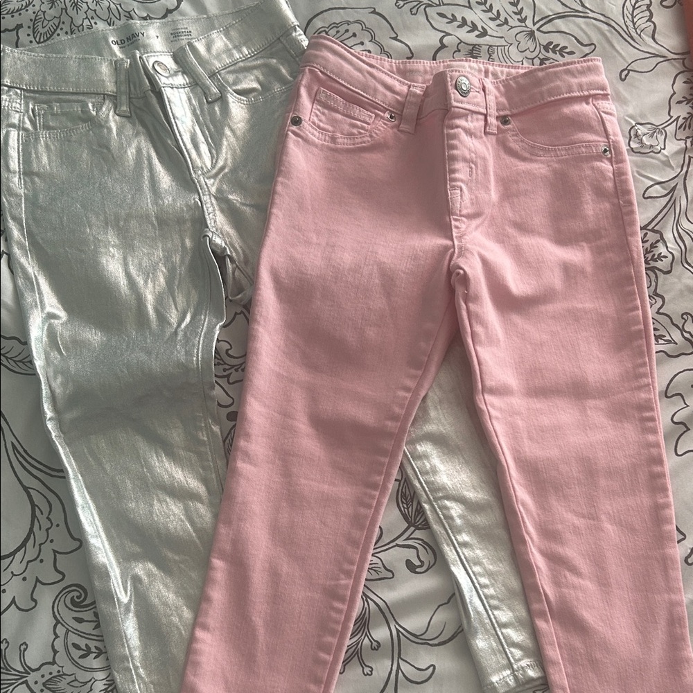 Cute and stylish Pink and Silver Girls Jegging Jeans